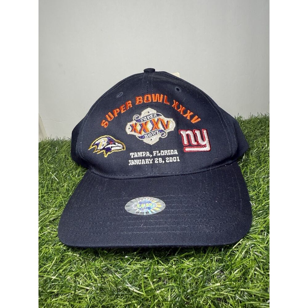 Vintage 2001 Super Bowl XXXV Snapback Hat Ravens vs Giants NFL Twins OSFA NWT
